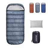 BISINNA XXL Schlafsack für große Erwachsene, 3-4 Jahreszeiten Schlafsack Winter Outdoor Warmer Deckenschlafsack, Plus Size Wide Camping Schlafsack (Grau, 1.5kg Right Zipper)