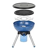 Campingaz Party Grill, Kleiner Grill für Camping oder Picknick, Camping-Grill mit flexiblen Kochmöglichkeiten, Gaskocher mit Antihaftbeschichteter Grillplatte und Topfträger, Blau