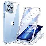 Miracase 360 Grad für iPhone 13 Pro Max Hülle mit Eingebaut Glas Schutzfolie und Kameraschutz, Transparent