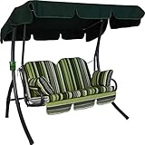 Angerer Freizeitmöbel GmbH Hollywoodschaukel 2-Sitzer Ibiza - Gartenschaukel Made in Germany - Schaukel zum Sitzen und Entspannen - einfache Montage (Grün gestreift)