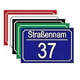 CQSXM Hausnummer mit Straßennamen und Nummer Hausnummernschild aus Aluminiumlegierung - Anpassbare Nummer und Straßenname Wetterfest (15x10 cm)