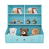 Armanyya Kinderaufbewahrungs-Organisator 3-stöckiges Bücherregal Home Organization Toy Bookcase Spielzeug Aufbewahrung Bücherregal Kinder Ordnungssystem für Spielzeug und Bücher 79x37x83cm Hellblau