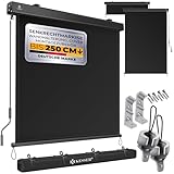 KESSER® Senkrechtmarkise 160x250cm Außenrollo Handkurbelmechanismus Balkonrollo Sonnen-und Sichtschutz Beschattung Sonnenschutz mit Kurbel Markisenkasten Balkon & Terrasse inkl Montageset & Abdeckung