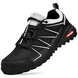 KEFUWU Herren Traillaufschuhe, wasserdicht, leicht, rutschfest, Walking, Wandern, Sneaker, Herren, Outdoor, Schwarz, 14.5 Women/13 Men