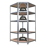 PROREGAL Eckregal Ragnar 1x: 180x90x60cm Verzinkt Fachlast 175kg, Kellerregal Steckregal Garagenregal Lagerregal