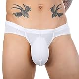 Generisch Herren Slips Hohe Gabel Atmungsaktive Mesh-Slips Große Größe Gestreifte Bequeme Slips (White, XL)