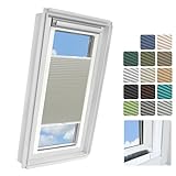 Rollmayer zum Kleben Standard - 14 Stofffarben Kollektion Dachkassettenplissee ohne Bohren Kassetenrollo plissee mit schiene Dachfenster Dachfensterrollos Blickdicht Sonnenschutz, Montage inkl Plissee