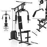 ArtSport Kraftstation ProfiGym 2000 mit Latzug- & Butterflystange, Seilzug & Beinstrecker - 9 Gewichte mit 40kg - Multistation Krafttraining Zuhause