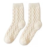 MORICOH Damen Kuschelsocken Winter Flauschige Socken Korallenfleece Plüschsocken Haussocken Warme Bettsocken Geschenke Socken (DE/NL/SE/PL, Numerisch, 35, 43, Regular, Regular, Weiß)