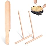 JIEYAO 3 Stück Crepes Verteiler aus Buchenholz, Crepe Vertiler Set T-Form Crepes Wender und Teigverteiler Holz Crepe Spatel Schieber für Crepes Zubehör Backwerkzeuge für Pfannkuchen Pancake