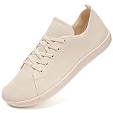 IceUnicorn Barfußschuhe Damen HerrenTraillaufschuhe Walkingschuhe Sneaker(Beige, 38EU)