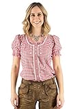 OS Trachten Damen Bluse Kurzarm Trachtenbluse mit Rundhalsausschnitt Poror, Größe:44, Farbe:mittelrot
