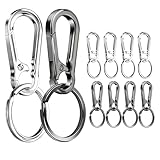 10 Stück Karabiner Schlüsselanhänger 2 Farben Karabinerhaken Schlüsselanhänger Karabiner Klein Schlüsselring mit Karabiner für Aufhängen im Rucksack Autoschlüssel (Silber/Grau)
