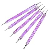 Jinlaili 5PCS Nagelpunkt-Stift, Dotting Pen Punktierung Stift Marbleizing Werkzeug Nagellack Maniküre Dot Nail Art Set, Marmorier-Werkzeug-Set, Punkte, Nagelkunst, Nagel Nail Art Werkzeug Set (Lila)