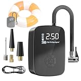 Tragbarer Reifenfüller, Luftkompressor, kabellose Motorradpumpe mit eingebautem Licht und LED-Display, kompakter Inflator für Zuhause, kabellose multifunktionale digitale Luftpumpe für Autoreifen