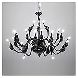 Modern Creative Iron Swan S Luxury Art Restaurant Villa Beleuchtung Wohnzimmer (Farbe: Rotweiß, G4 Glühbirnen, Größe: 9 Heads) (Schwarzweiß, 4 Glühbirnen mit 9 Kopf)
