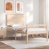 QJBSAVVA Seniorenbett 100x200 Massivholz Kiefer 205,5x105,5x82,5 cm große Schlafhöhe 45 cm Stauraum unter dem Bett modernes Design robust für Schlafzimmer und Seniorenwohnung