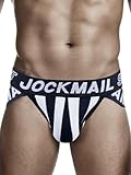 TiaoBug Herren Sport Unterhosen Sexy Jockstrap Gestreift Slip Niedrige Taille Bikini Briefs mit Buchstaben Sexy Bulge Beutel Unterwäsche Schwarz L