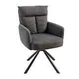 Riess Ambiente Drehbarer Retro Stuhl Big George - grau - mit Armlehnen und Bonellfederkernpolsterung
