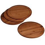 Kesper Vesperteller Set 4-teilig rund Ø 26 cm – Bambus Frühstücksteller mit Saftrille – nachhaltige Brotzeitteller aus FSC-zertifiziertem Holz – robust & messerschonend - 5944215