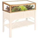 tectake® Frühbeet Aufsatz aus Holz, witterungsbeständig, Schutz vor Wind und Wetter, Frühbeetaufsatz mit funktionellen Hohlkammerplatten, 115 x 53 x 34 cm, kombinierbar Hochbeet 403232