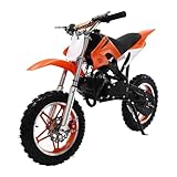 49cc Dirt Bike,Kinder Jugend Crossbike Pocket Cross,10 Zoll 2-Takt Motorrad Motorbike,Hand-Zug-Start-Methode,Scheibenbremsen,Bis 60 km/h, Max 100kg, Motorsport Pocket Crossbike(Orange)