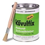 Kövulfix Kontaktkleber - Extragroße Dose Veganer Kraftkleber - 600g Kövulfix Rekord Schuhkleber extra stark wasserfest mit Klebstoffpinsel - der flexible Sohlenkleber Lederkleber made in Germany