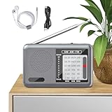 Tragbares Radio,Tischradio Mit Kopfhöreranschluss - Wiederaufladbarer Vollband Kurzwellenempfänger Für Reisen Zuhause Camping & Senioren