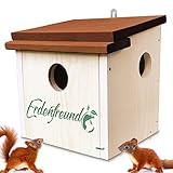 ERDENFREUND® Eichhörnchen Kobel artgerecht mit 3 Fluchtlöchern Eichhörnchenhaus zum Nisten Jungtiere aufziehen und für die Winterruhe von Eichhörnchen