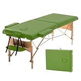 Sloan Professionelle Holzliege – faltbar und tragbar – strapazierfähige Polsterung – höhenverstellbar – für Physiotherapie, Massage und Rehabilitation | Grün