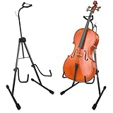 Shongbluu Celloständer, Stahl Celloständer mit Bogenhalter, verstellbar, faltbar, Bass-Cello-Ständer für 4/4 Full-Size, 1/2, 1/4, 3/4, 1/8, 7/8 Cello