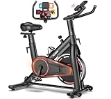 Heimtrainer Fahrrad mit App, SLUNSE Leises Hometrainer Ergometer mit Verbessertem LCD-Monitor, Spinning Bike Indoor mit Verstellbarem Widerstand, Fitnessbike bis 160KG für Kardio-Training zu Hause
