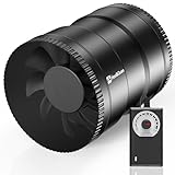Hon&Guan 150mm Inline-Rohrventilator Regelbar, 587m³/h Rohrlüfter, Abluftventilator mit EU-Stecker, Kanalventilator, Badlüfter für Wintergarten, Gewächshaus, Keller, Garage, Küche, Badzimmer, Schwarz