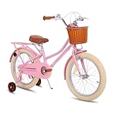 STITCH 18 Zoll Kinderfahrrad mit Korb & Stabilisatoren, Kinderfahrrad für 6-9 Jahre alte Mädchen, 18 Zoll Fahrrad mit Ständer für Mädchen, Rosa…