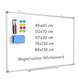 DOLLAR BOSS Magnetisches Whiteboard, 45X60CM Magnettafel Magnetpinnwand mit 2 Whiteboard Stifte, 8 Magnete and 1 White Board Radiergummi, für Schule & Haus und Büro
