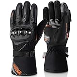BORLENI Winter Motorradhandschuhe Herren, Motorrad Handschuhe Herr Warm Winterhandschuhe Wasserdicht Winddichte mit Touchscreen Knöchelschutz Schwarz XL