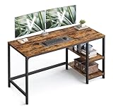 VASAGLE Tisch, Computertisch, Bürotisch, 140 x 60 x 76 cm, moderner Stil, für Arbeitszimmer, Schlafzimmer, Wohnzimmer, vintagebraun-schwarz LWD55X