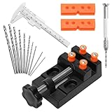 10 Pcs Hand Drill Bits Set and Adjustable Small Drill Press Vise, Black Metals Precision Pin Vise Hobby Drill, Pin Vise Mini Drill Set Making for Woodworking Model Jewelry