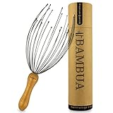 BAMBUA - Kopfmassage Spinne mit 24 Fingern - Bambusgriff - Hergestellt aus Moso-Bambus - Premium Kopfmassagegerät - Nachhaltige Entspannungsgefühle