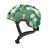 ABUS Kinderhelm Skurb Kid - robuster Fahrradhelm im Skater-Look mit Platz für einen Zopf und vielfältigen Designs - für Mädchen und Jungen - Grün mit Junglemuster, Größe S