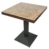 OHMG Bartisch, 60 x 60 x 75 cm, industrieller Retro-Esstisch, Bistrotisch, quadratisch, Bistrotische aus Metall und Holz, industrieller Stil (2)