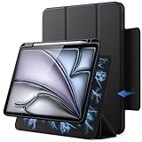 JETech Magnetische Abnehmbare Hülle für iPad Air 11 Zoll M3/M2 (2025/2024), iPad Air 5./4. mit Stifthalter, Entfernbar Drehbare Abdeckung, Hochformat/Querformat Ständer (Schwarz)