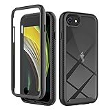 Noyabox 360 Hülle für iPhone 6/7/8, Stoßfest Panzerhülle mit Integriertem Displayschutz Langlebig Rundumschutz Kratzfest Robuste Schutzhülle mit Transparenter Rückseite, Schwarz