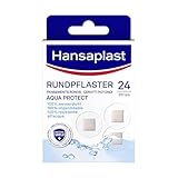 Hansaplast Aqua Protect Rundpflaster (24 Strips), Wasserdichte Pflaster aus atmungsaktivem Material und Bacteria Shield, Wundpflaster mit extra starker Klebkraft und schonend zur Haut