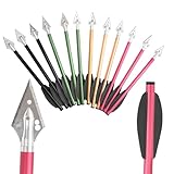 Poearcus Bogenschießen Armbrust Bolzen 6,3 Zoll Aluminium Armbrust Pfeil Breitkopf Jagdpfeile für 50-80lbs Outdoor Angeln Jagd Ziel Praxis (12, Rot)