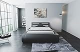 Designerbett Sorano Bettgestell ohne Lattenrost und Matratze mit LED Licht Bett verfügbar in 140x200 160x200 180x200 200x200 200x220 (140 x 200 cm, Black)