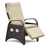 ART TO REAL Relaxsessel mit Liegefunktion gartenmöbel wetterfest,Positionen Höhenverstellbarer Relaxliege Garten,Liegestuhl Balkon Garten Rattan Sessel aus handgewebtem PE-Geflecht