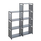 ESTEXO Treppenregal Stufenregal Regal Bücherregal Schrank Bücherschrank Standregal Wandregal Stoffregal 7 Fächer Grau