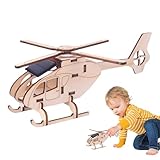 Bohany Solarbetriebenes Hubschraubermodell, solarbetriebenes Helikopter-Set, Modellbausatz aus Holz, pädagogisches Spielzeug, wissenschaftliche Handwerksaktivität,