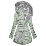 ZWDC Wintermantel Damen Warm Gefüttert Steppjacke Lange Elegant Damenmantel Winter Langarm Parka Jacke mit Kapuze Winterparka Mantel Einfarbig Bequemes Sportjacke Winddicht Outdoorjacke für Alltag